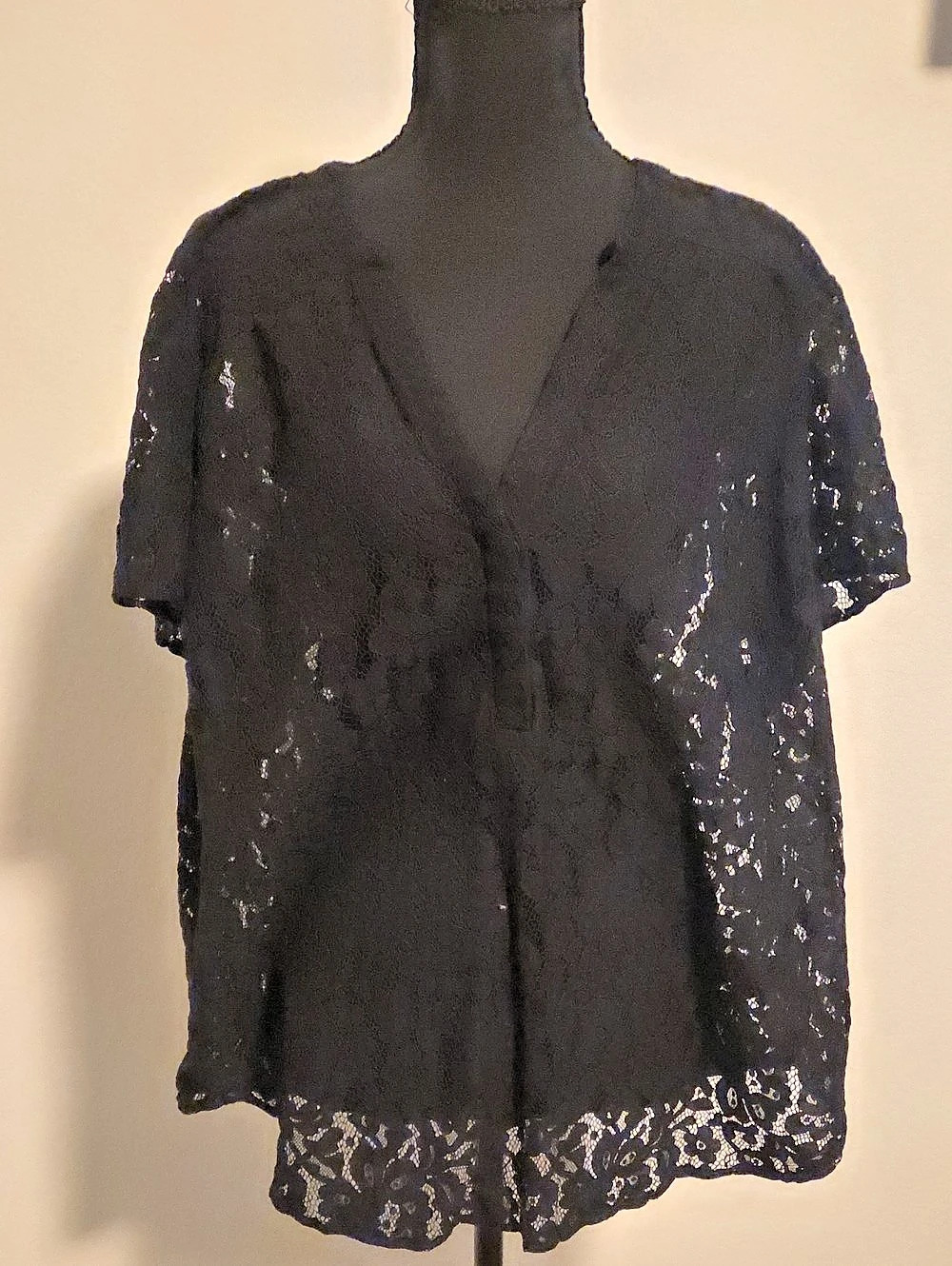 Torrid Harper Black Lace Short Sleeve Blouse Plus Size 1 / 1X